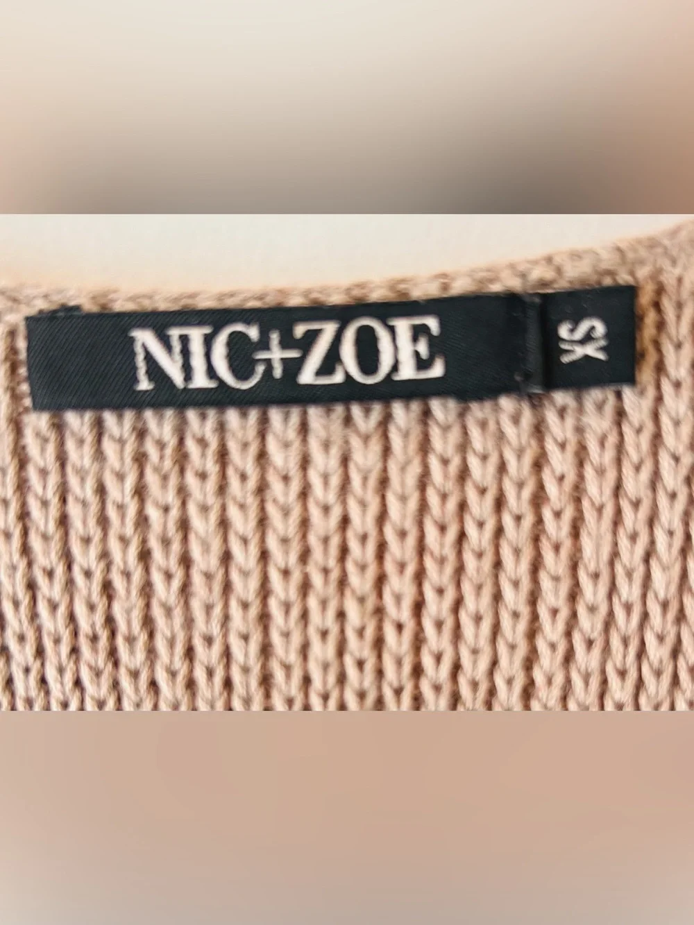 NIC+ZOE XS Long Sleeveless Cardigan Vest Cotton Modal Silk Knit Neutral Boho